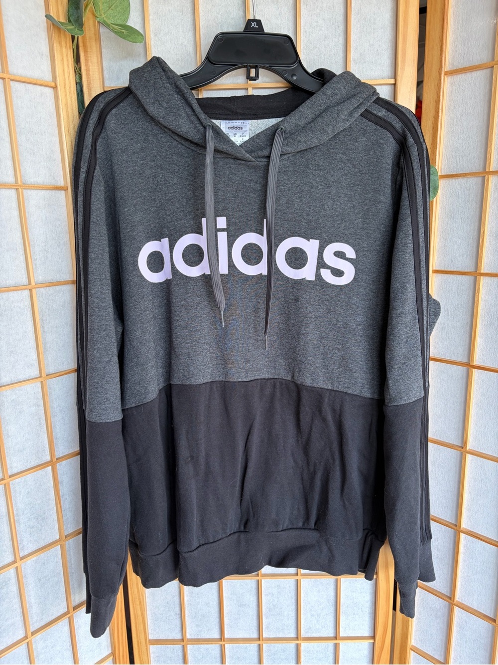 adidas Two-Tone Gray and Black Pullover Hoodie